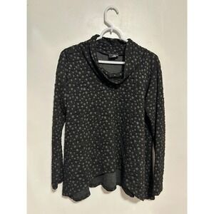 Lisa Bayne Black Textured Polka‎ Dot Cowl Neck Long Sleeve Top Women's XS